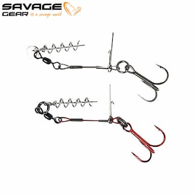 Monture Hameçon Triple Carbon49 Savage Gear Corkscrew Stinger 2pcs